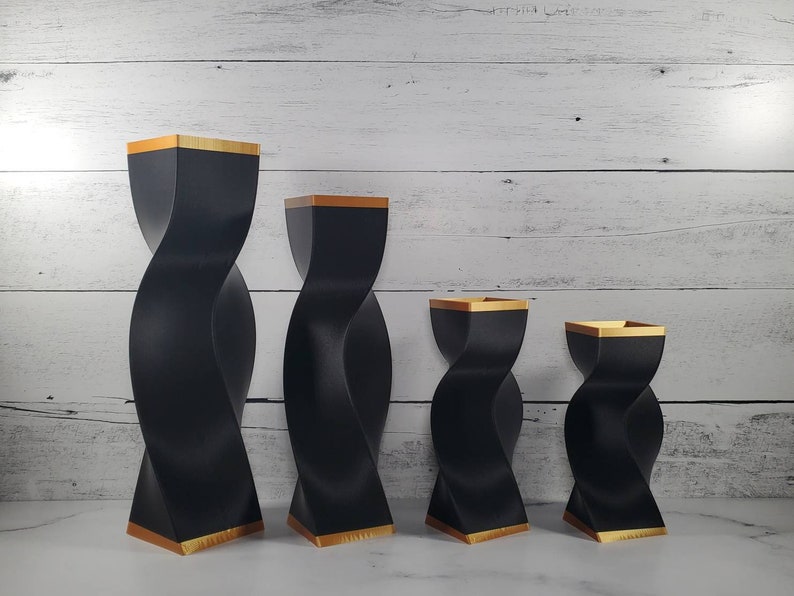 Modern Matte Black Vase With Gold Trim or Centerpiece Home Etsy