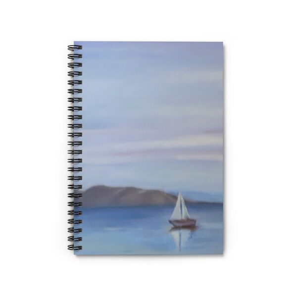 Aegean Sailing Boat Journal, Sea-lover Personalized Journal, Aegean Sea Design Cover, Gift for Ocean-lovers, Customized Sailors Art Journal