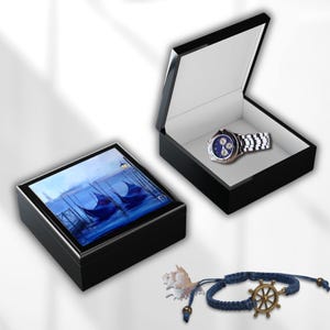 Custom Venice Gondolas Jewelry Box |Venetian Morning Serenity Decorative Gift| Grand Canal Scene Keepsake| Italian Lagoon Art Box with Name