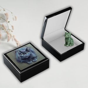 Custom Black Cat Jewelry Box | Art Cat Keepsake |Cat Jewelry Storage | Decorative Box for Cat Lovers | Black Cat Trinket Box |Cat Owner Gift