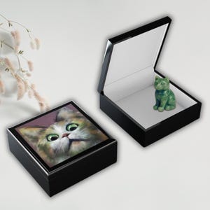 Art Cat Custom Jewelry Box | Cat Meme Trinket Organizer | Cat Owner Christmas Gift | Treasure Storage Box for Him | Funny Cat Decorative Box