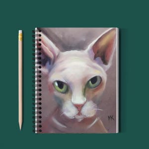 Sphynx Cat Spiral Notebook | Personalized Ruled Line Diary | Customized Hairless Cat Journal | Name Dedication Bald Cat Notebook | For Class