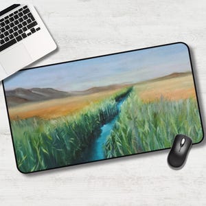 Agamon Hula Custom Desk Mat| Israeli Brook Desk Mat| Little River Painting CPU Accessory| Landscape  Office Decoration| Cute Stream Desk Pad