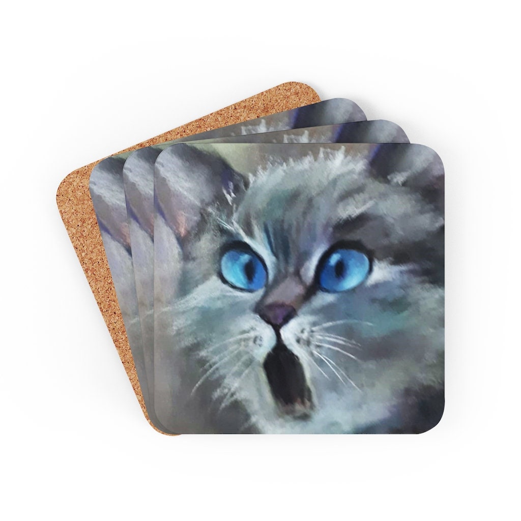 Cat Meme Coaster Funny Striped Cat Coaster Surprised Kitty -  Ireland