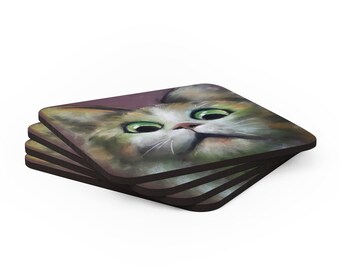 Cat Meme Coaster Funny Striped Cat Coaster Surprised Kitty 