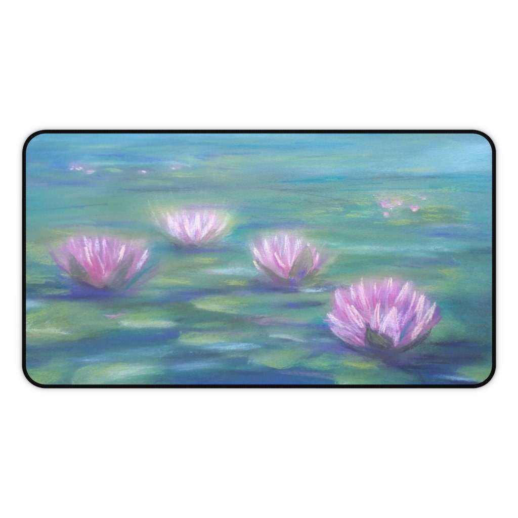 Lily Pad Desk Mat Non Slip Water Lily Pad Pink Flowers Etsy Australia