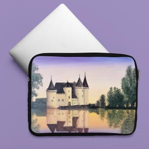 CHÂTEAU DE CHENONCEAU Custom Laptop Sleeve, Medieval Castel Macbook Case, European Fortress Computer Case, Chateau Reflection  Design Sleeve