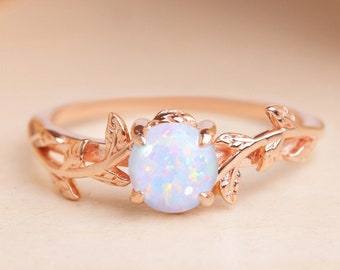 Unique Opal Gold Ring, Promise Ring For Her