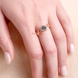 Twig Leaf wedding ring woman Branch promise ring Black image 9