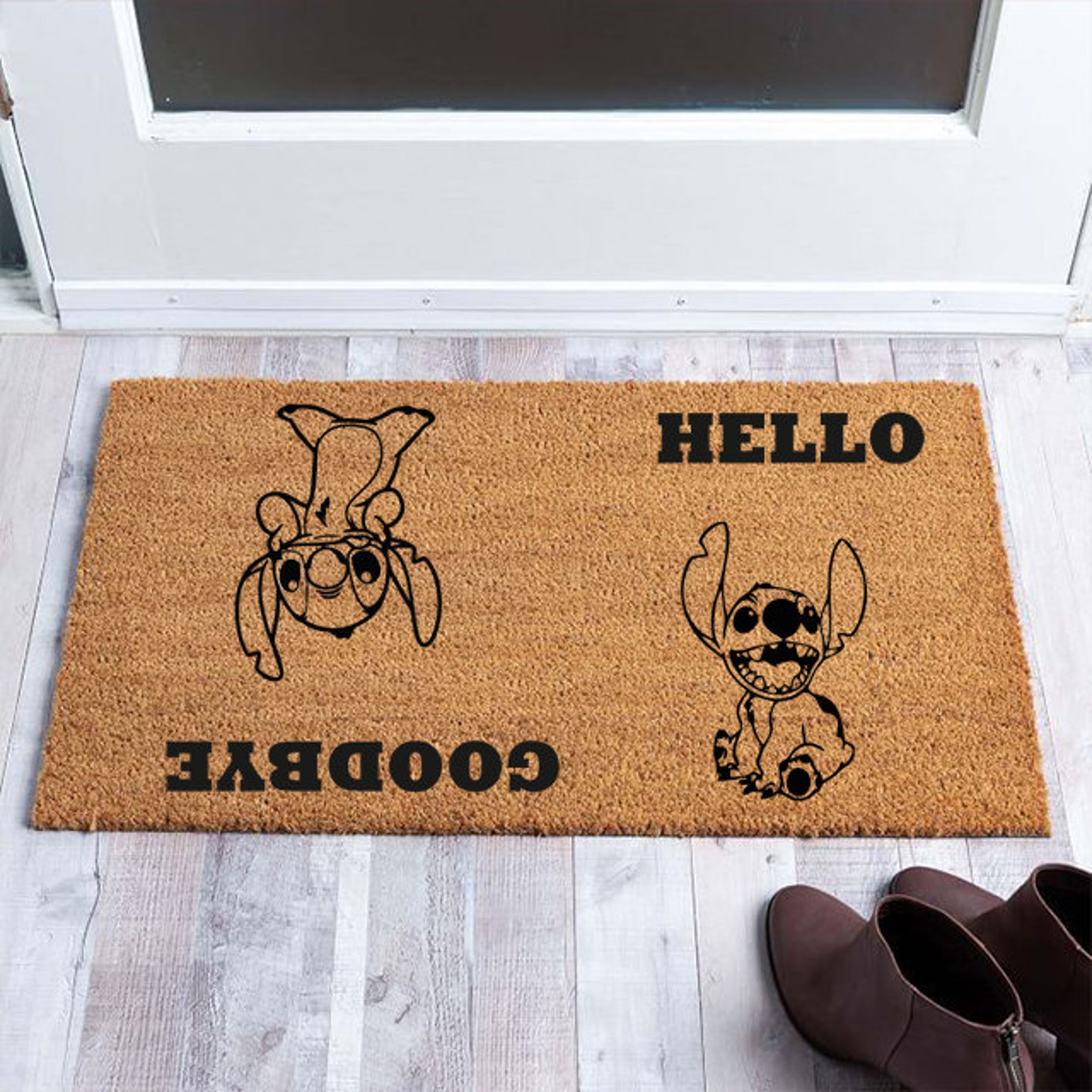 Stitch Hello Goodbye Doormat Lilo and Stitch Cute Disney Etsy