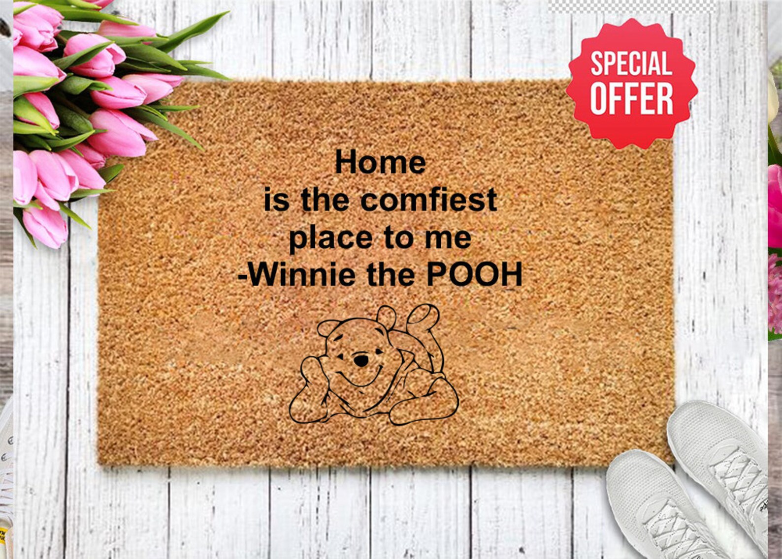 Winnie the Pooh Quote Doormat Home is the Comfiest Place to Etsy