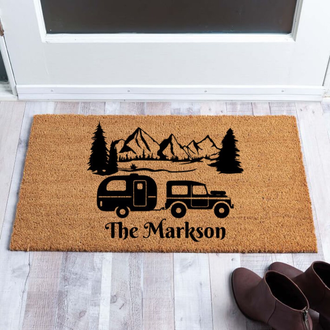 Personalized Happy Campers Names Doormat Tent Campsite Etsy