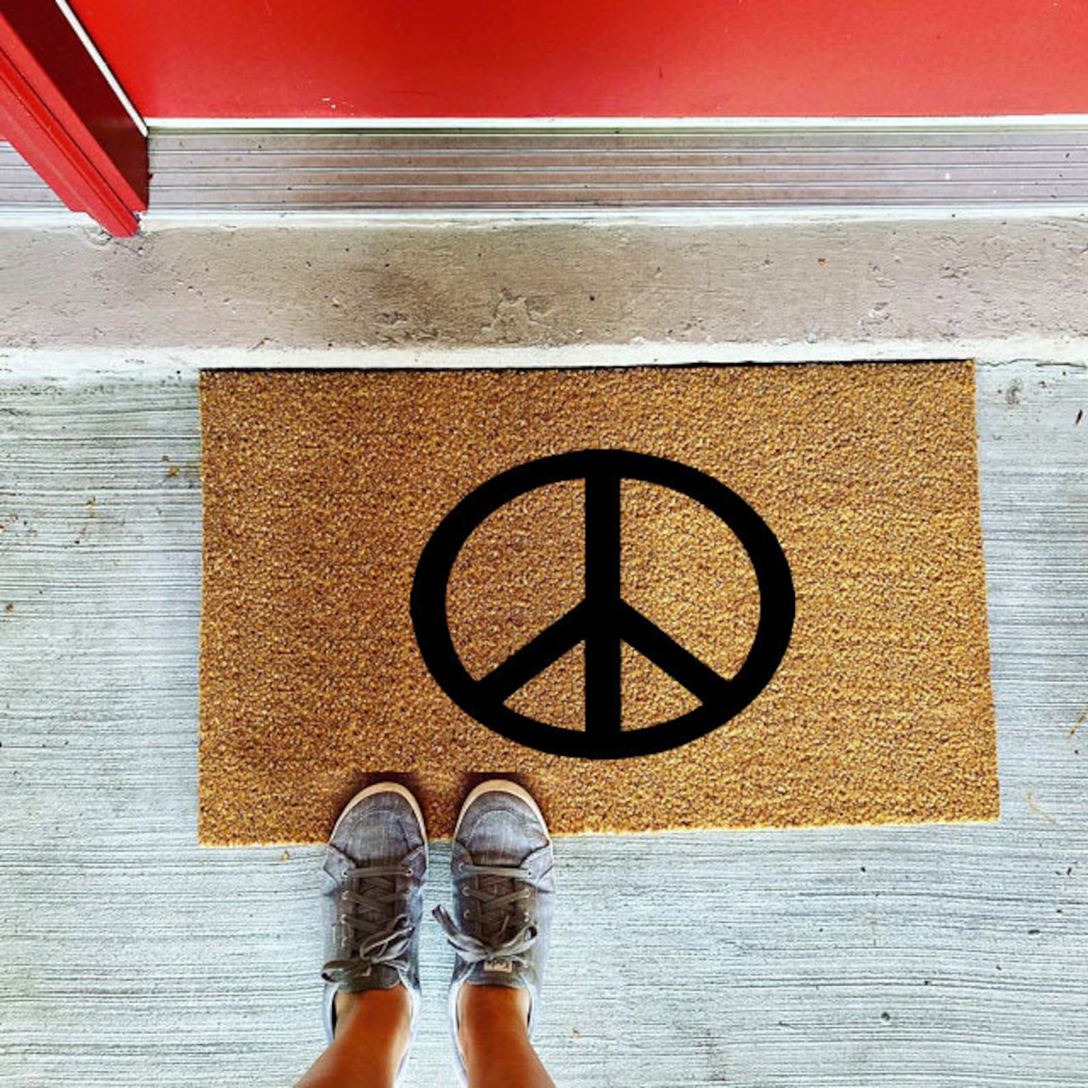 Peace Sign Doormat Good Vibes Decor Housewarming Doormat Etsy