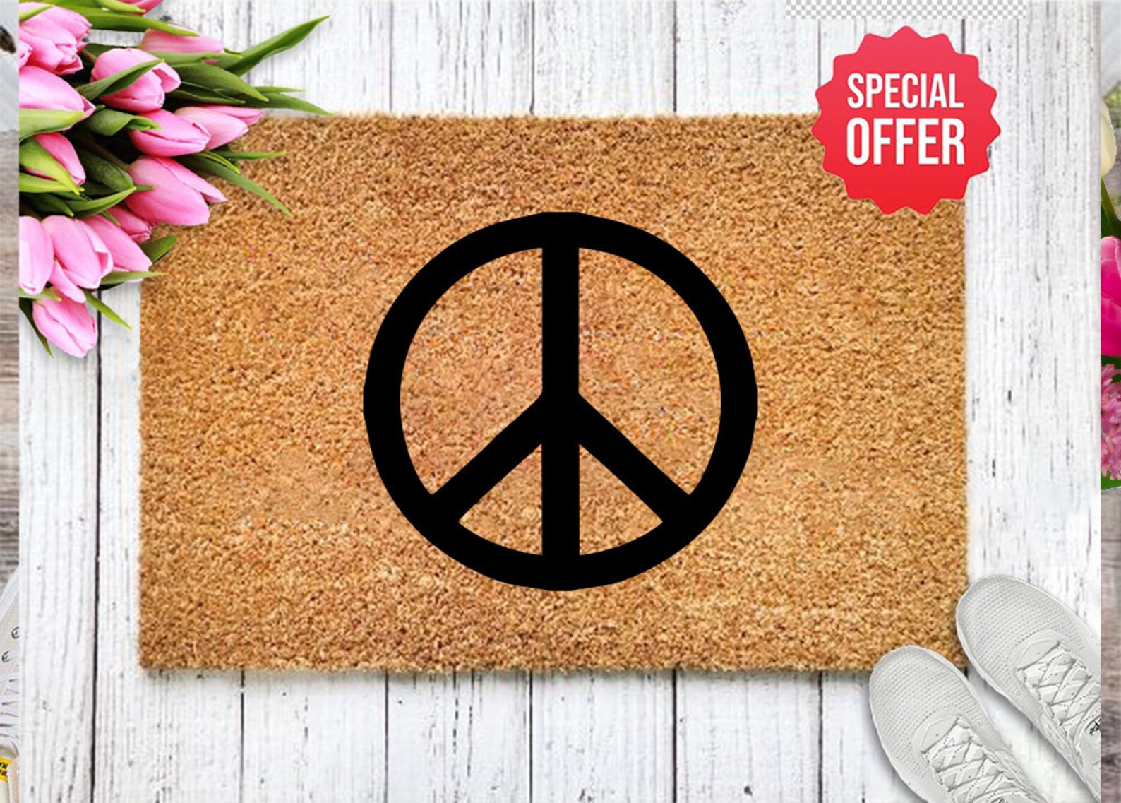 Peace Sign Doormat Good Vibes Decor Housewarming Doormat Etsy