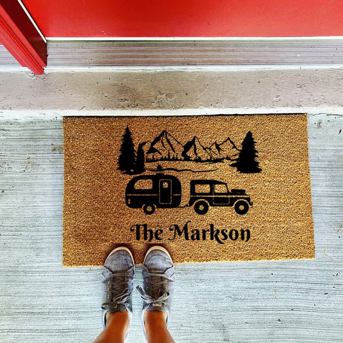 Personalized Happy Campers Names Doormat Tent Campsite Etsy