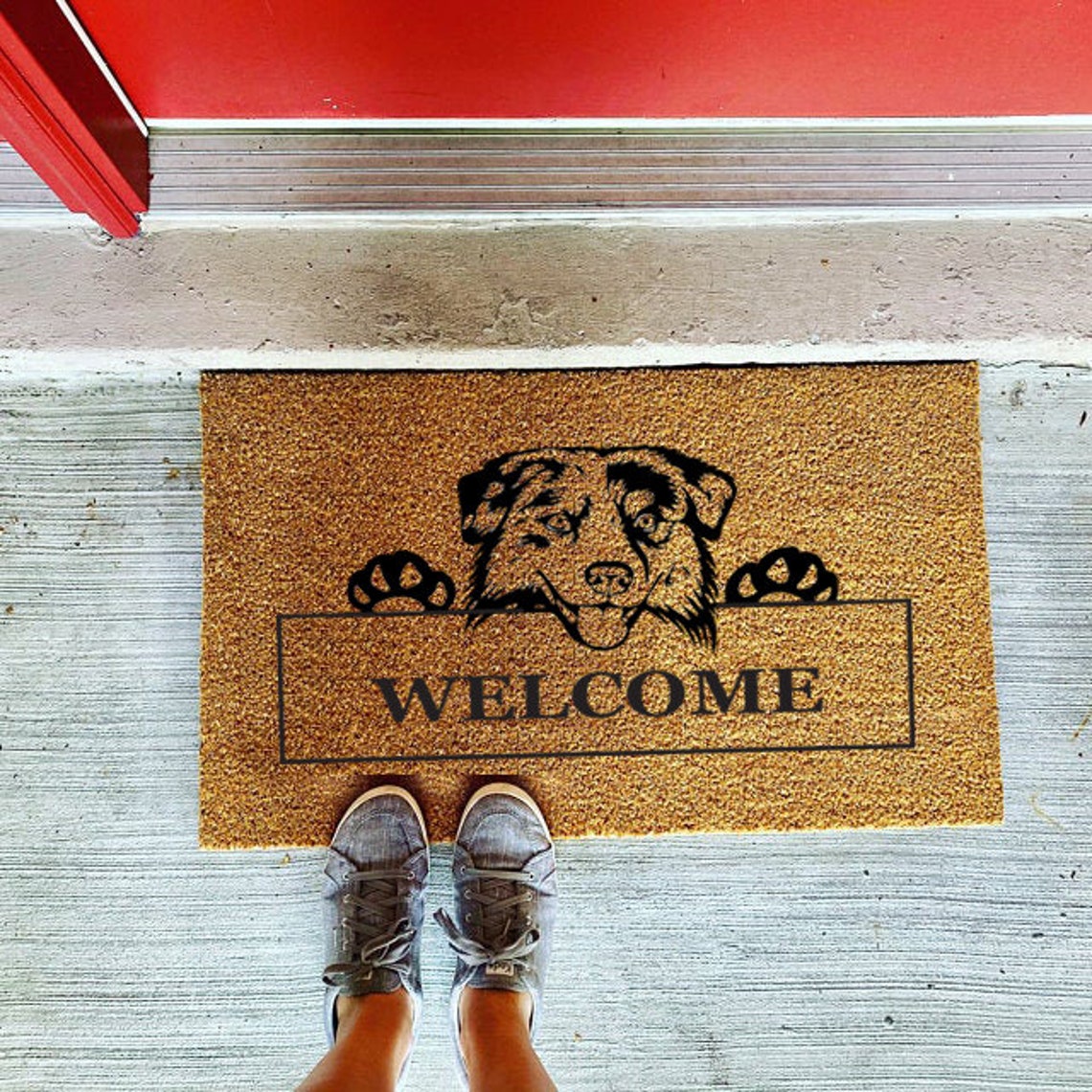 Australian Shepherd Personalized Door mat Dog Custom Doormat Etsy