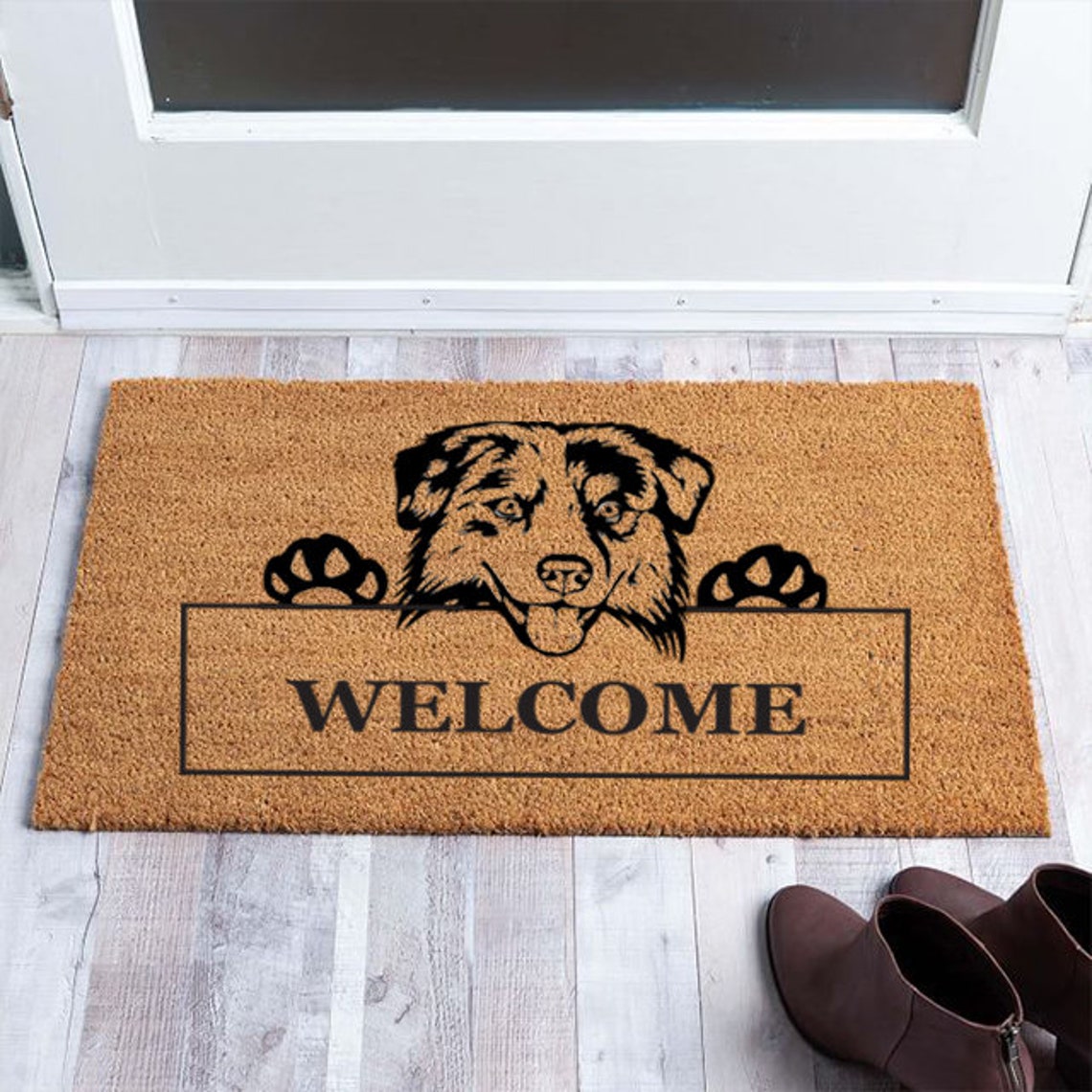 Australian Shepherd Personalized Door mat Dog Custom Doormat Etsy