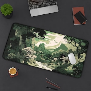 Forest Theme Playmat, Card Game Play Mat, Green Mana Mat, Gaming Mat, Magic Theme Mousepad, Large Desk Accessory, Magic Decor, Green Magic