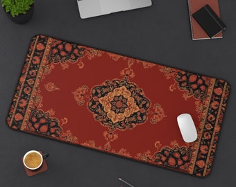 Red Persian Rug Mouse Pad, Oriental Rug Mousepad, Large Deskmat, Vintage Aesthetic, Coworker Gift, Turkish Rug Desk Mat, Witch Decor, Boho
