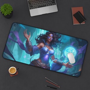 Sorceress Playmat, TTRPG Play Mat, Beautiful Woman Mousepad, Magic Princess Desk Mat, Card Game Mat, Sexy Goddess, Female Wizard, DnD Gift
