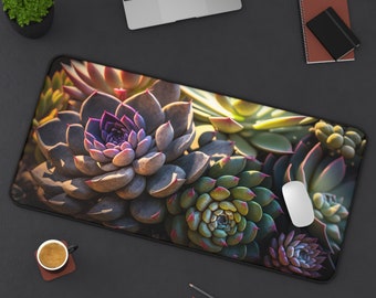 Succulent Desk Mat, Plant Lovers Mouse Pad, Plant Decor, Cute Mouse Pad, Plant Desk Mat, Laptop Mat, Extra Large Deskpad, Plant Gift