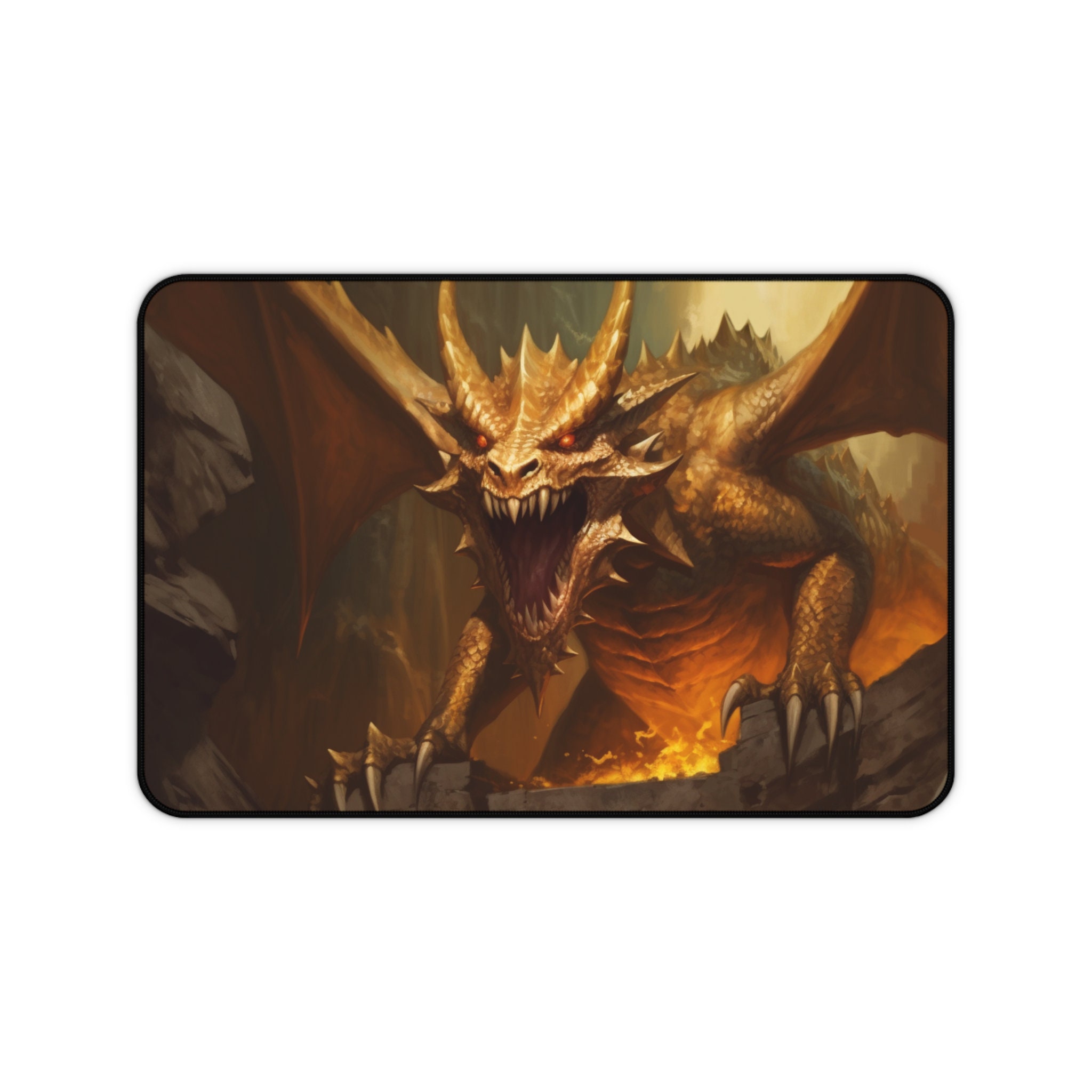 Dragon Playmat, Gold Dragon, TTRPG Play Mat, D&D Theme Mousepad, Dice ...