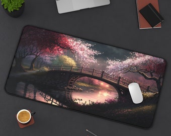 Sakura Desk Mat, Cherry Blossom Mouse Pad, Flower Mousepad, Gaming Mouse Pad, Japanese Mouse Mat, Laptop Mat, Extra Large Deskpad, Art Gift