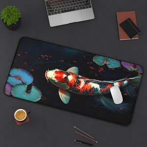 Koi Fish Desk Mat, Koi Fish Decor, Japanese Mousepad, Japan Mouse Pad, Extra Large Mousepad, Laptop Mat, Extra Large Deskmat, Gaming Mat