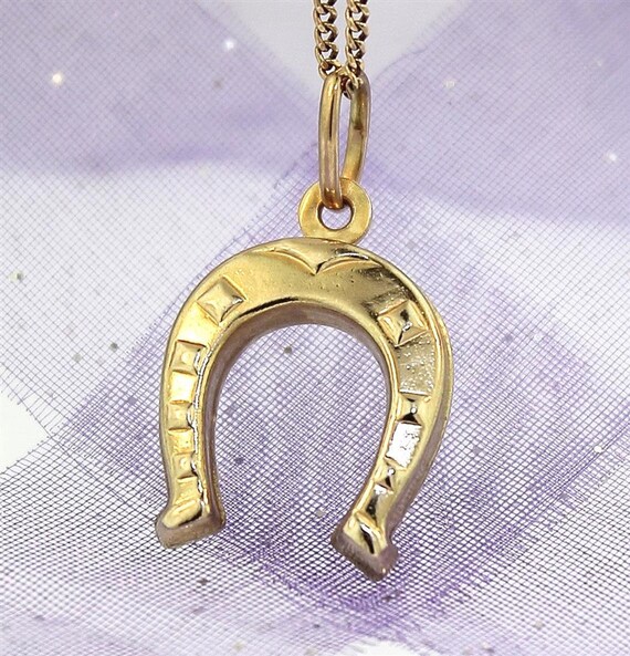 9k Yellow Gold LUCKY HORSESHOE CHARM Guaranteed Genuine Etsy