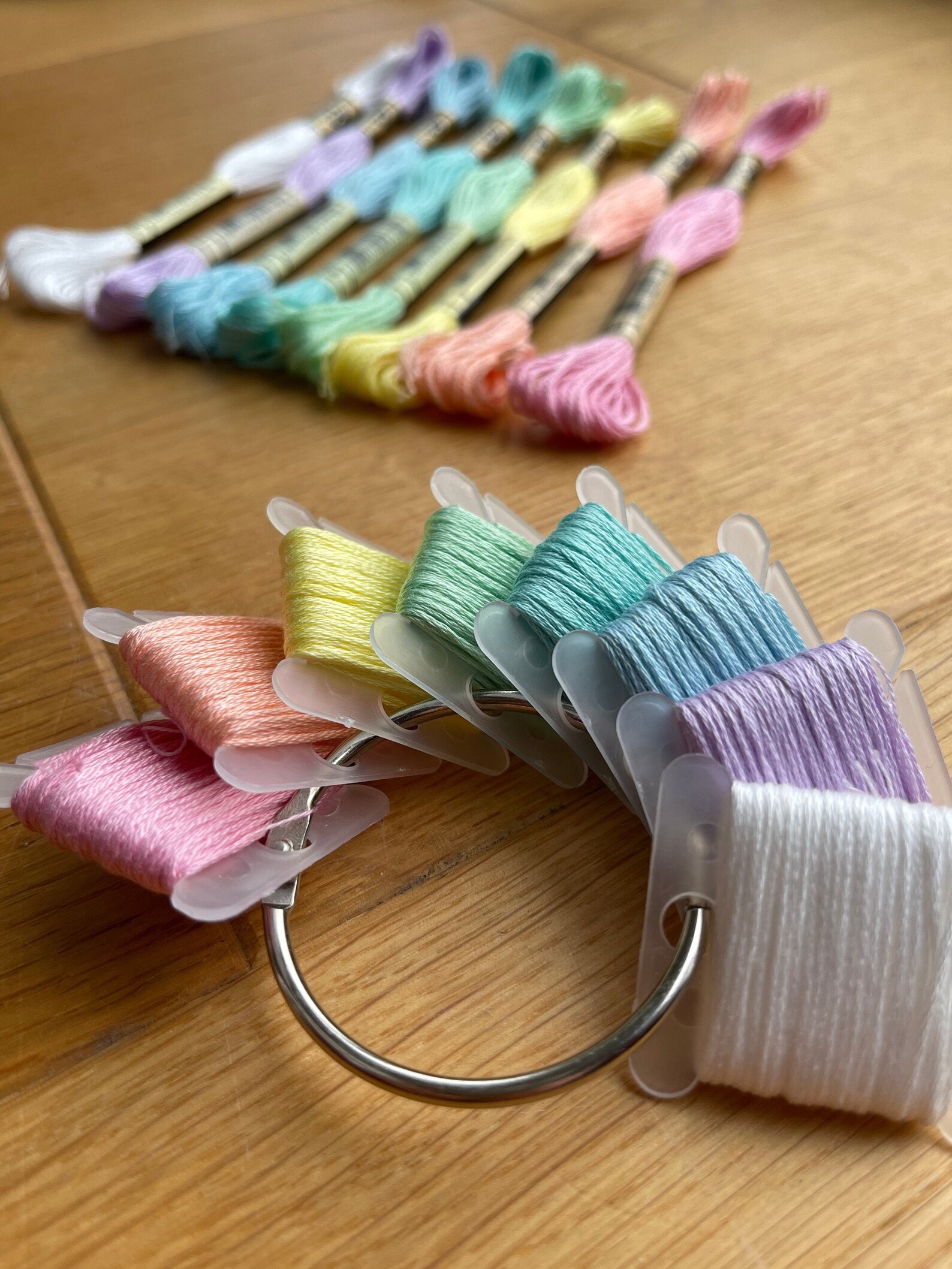 Pastel Rainbow DMC Floss wrapped on bobbins ready to use Etsy