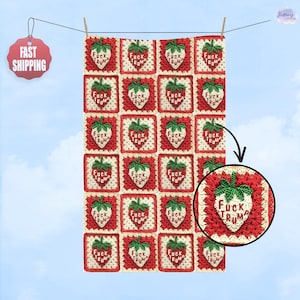 Subtle F*ck Trump Hand Towel, Trump Sucks Strawberry Kitchen Towel, Anti Trump Towel, Political Home Decor, Anti Maga Towel, Hostess Gifts