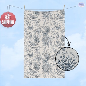 Subtle F*ck Trump Towel, Chinoiserie French Tea Towel,Flower Garden Kitchen Towel, Funny Anti Trump Hand Towel,Political Gift Bathroom Decor