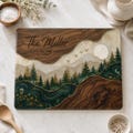 Personalized Family Glass Cutting Board, Mountain Forest Cutting Board, Custom Last Name Kitchen Decor, Wedding or Housewarming Gift
