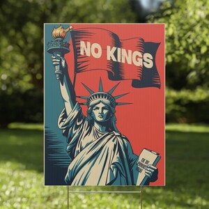 Political Yarn Sign, No Kings Protest Yard Sign 2 Sides With H Stake, Anti Trump Yard Sign, Resist Sign, Anti Maga Sign, Democrat Sign