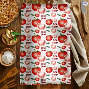 Subtle F*ck Trump Hand Towel, Tomato Kitchen Towel, Anti Trump Tea Towel, Bathroom Towel Set, FDT, Political Home Decor, Anti Maga Towel