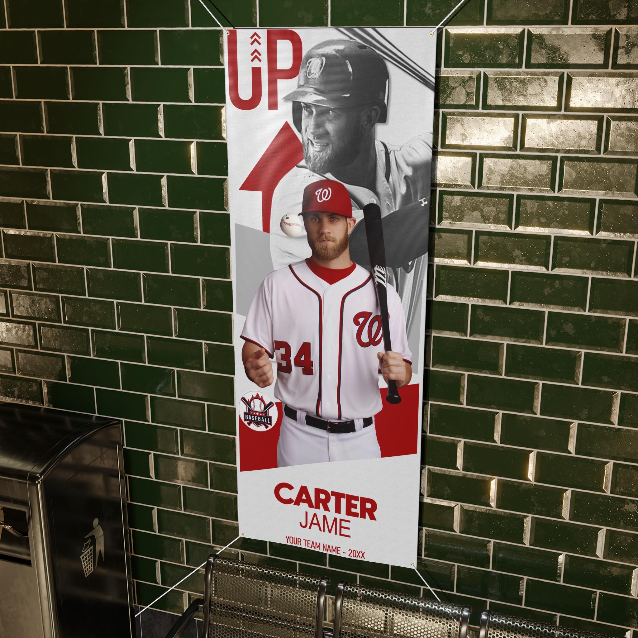 Personalized Sport Banner, Custom Baseball Banner with Photoshop, Softball Banner Baseball Senior Banner, Baseball Player High School Banner