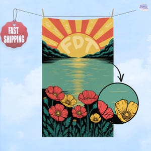 Subtle F*ck Trump Hand Towel, The Sun & Flower Kitchen Towel, Anti Trump Towel,Bathroom Towel Set,FDT,Political Home Decor,Anti Maga Towel