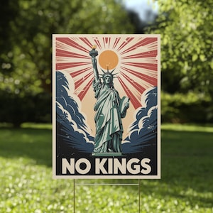 Political Yarn Sign, No Kings In America Yard Sign 2 Sides With H Stake, Anti Trump Yard Sign, Protest Sign, Anti Maga Sign, Democrat Sign