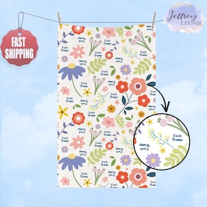Subtle F*ck Trump Hand Towel, Floral Kitchen Towel, Anti Trump Tea Towel, Bathroom Towel Set, FDT, Political Home Decor, Anti Maga Towel