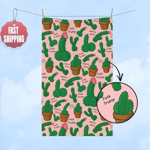 Subtle F*ck Trump Hand Towel, Trump Sucks Dirty Catus Kitchen Towel, Anti Trump Towel, Political Home Decor, Anti Maga Towel, Hostess Gifts