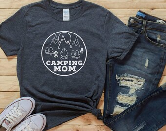 Camping Mom T-Shirt, Camping Mama, Happy Camper, Camping Shirt, Camper Shirt, Camping Tee, Women's Camping Shirt, Mom Shirt, Cool Mom Tee