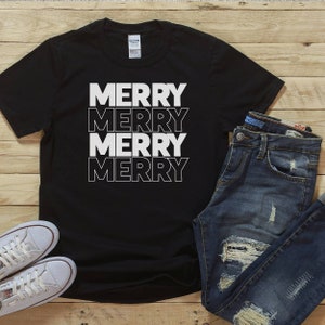 Merry Merry Merry Merry T-Shirt, Chritmas T-Shirt, Weihnachts Tshirt, Weihnachtsbekleidung, Weihnachten, Frohe Weihnachten Shirt, Trendy Teacher