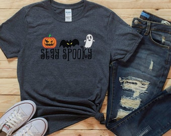 Stay Spooky Shirt, Spooky Tee, Halloween Shirt, Halloween Costume, Pumpkin Ghost Bat Shirt, Funny Shirt, Cute Halloween Shirt, Fall Shirt
