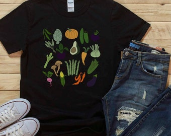Vegetable Print Shirt Vegetarian Tshirt Vegan T Shirt Gardening Tee Plant Lover Gift Cottagecore Clothing Cottage Core Clothes Veggie Beet