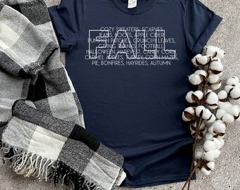 Camisa de palabras de otoño, camiseta de otoño para mujeres, camisa de otoño, camisa de hola otoño, camiseta de Acción de Gracias, lindas camisas de otoño, camisetas gráficas de otoño, camiseta de otoño