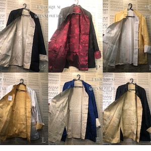 Reversible Vintage Chinese Brocade Frog Button Kung fu Jacket in Linen and Vegan Artificial Silk Mandarin Collar Lined Double-Sided Jacket