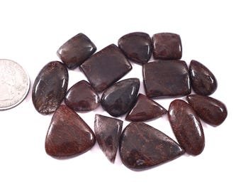 Copper Rutile Cabochon Lot, Natural Gemstone for Jewelry Making (15 pc, 192.70 Carat)