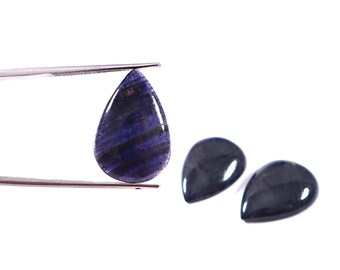 Lote de 3 piezas de iolita de 18 x 20 mm en forma de cabujón de pera, piedra solar, para la fabricación de joyas, 25,00 ct.
