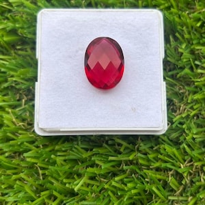 Lab Created Ruby: Oval Cut Loose Gemstone Rose Cut (18X11X6 mm)
