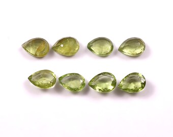 One 7x5mm Peridot Pear Cut, Faceted Loose Green Peridot